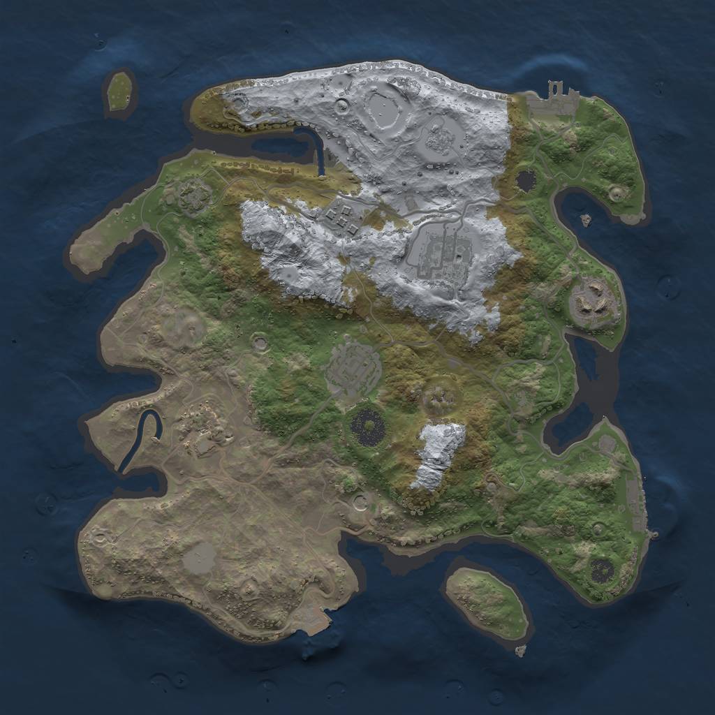 Rust Map: Procedural Map, Size: 3000, Seed: 32270672, 13 Monuments