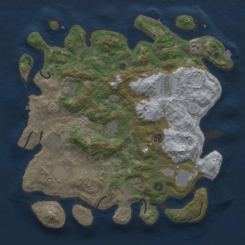 Rust Map: Procedural Map, Size: 4000, Seed: 375536794, 18 Monuments