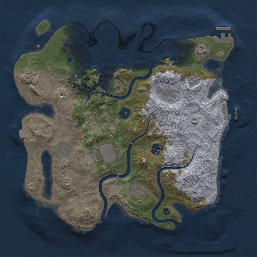 Rust Map: Procedural Map, Size: 3500, Seed: 460473773, 14 Monuments