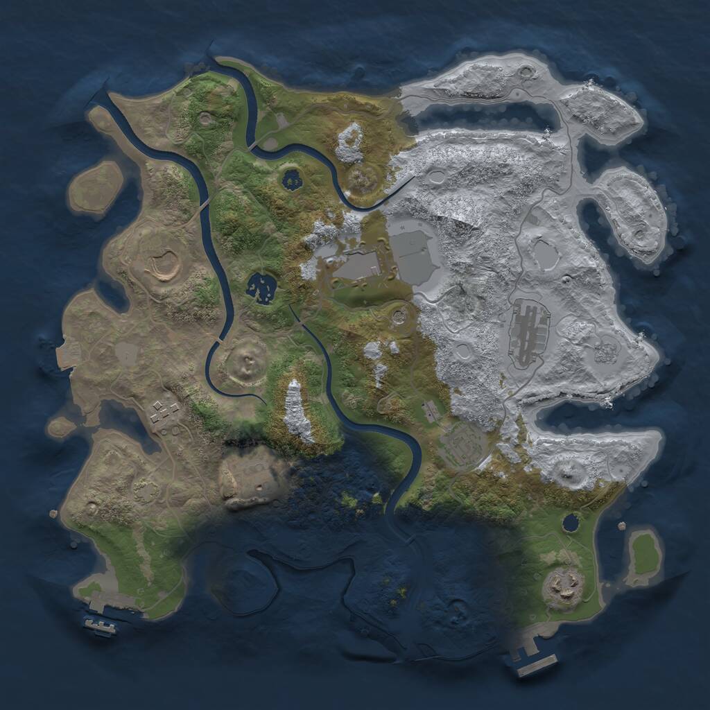 Rust Map: Procedural Map, Size: 3500, Seed: 52126273, 14 Monuments