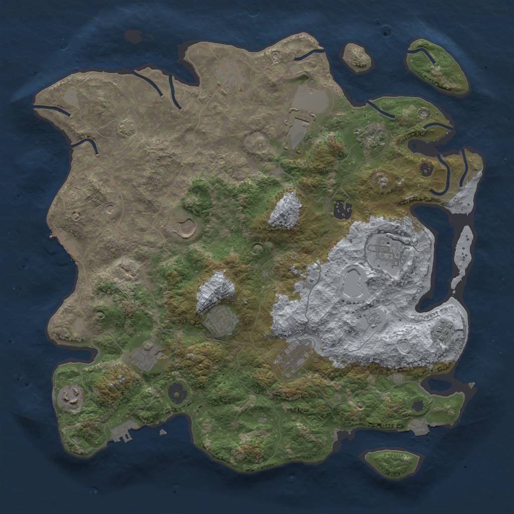 Rust Map: Procedural Map, Size: 3950, Seed: 35661952, 19 Monuments