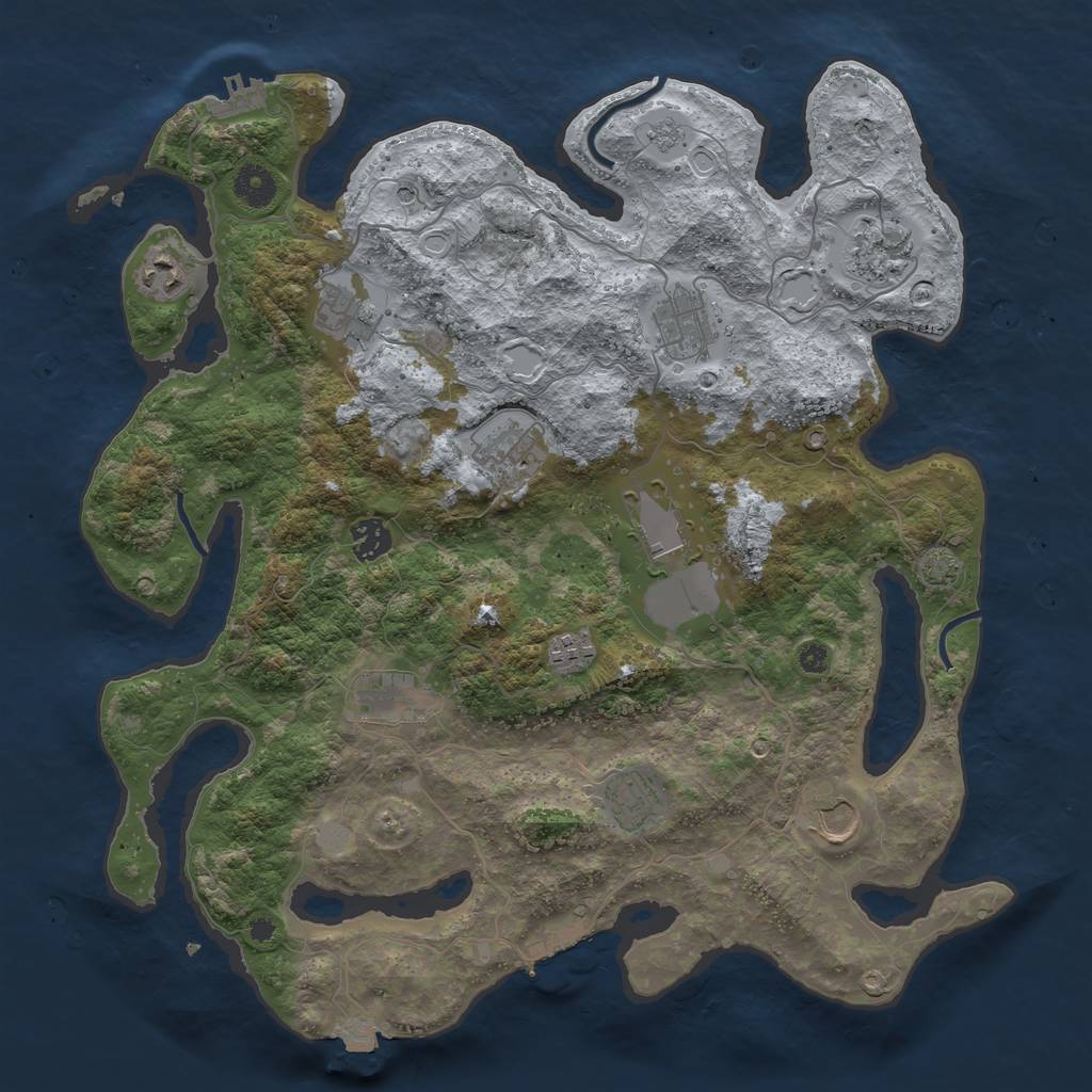 Rust Map: Procedural Map, Size: 3900, Seed: 91137376, 19 Monuments