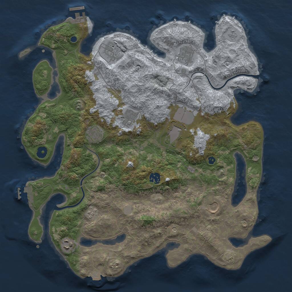 Rust Map: Procedural Map, Size: 3900, Seed: 91137376, 15 Monuments