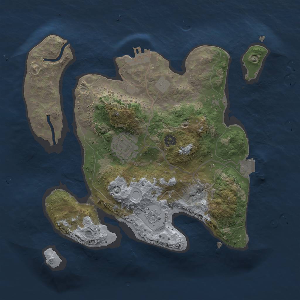 Rust Map: Procedural Map, Size: 2500, Seed: 8932668, 6 Monuments