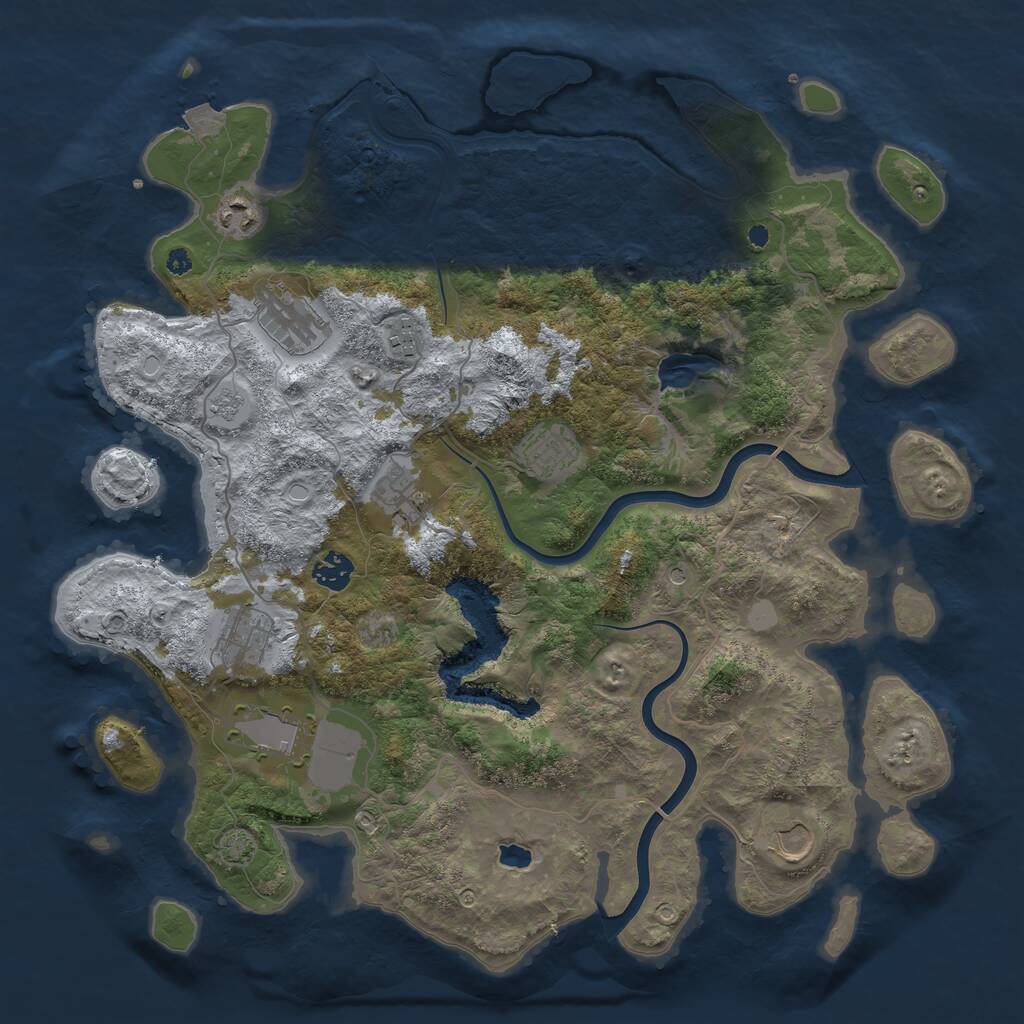 Rust Map: Procedural Map, Size: 4000, Seed: 437657944, 13 Monuments