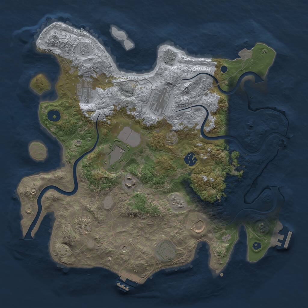 Rust Map: Procedural Map, Size: 3650, Seed: 28052783, 15 Monuments