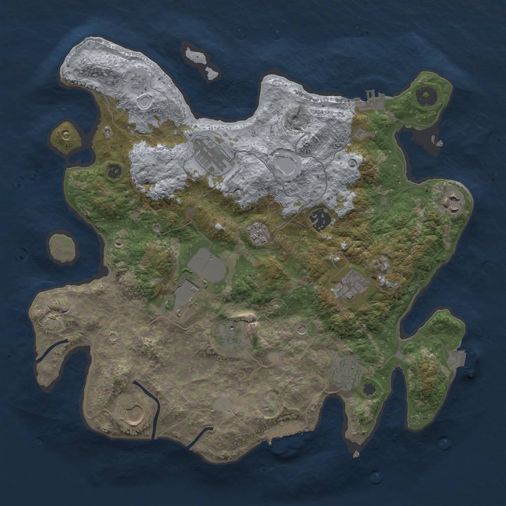 Rust Map: Procedural Map, Size: 3650, Seed: 28052783, 17 Monuments