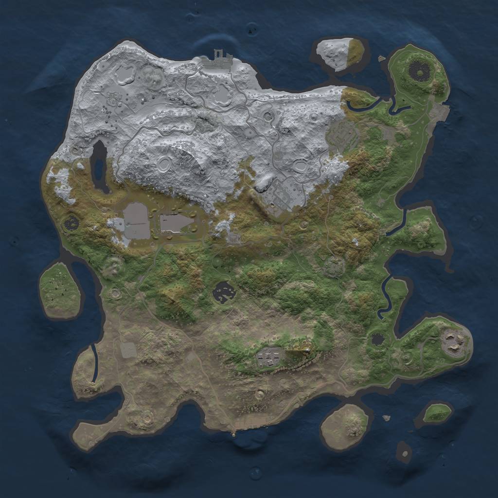 Rust Map: Procedural Map, Size: 3500, Seed: 39087681, 14 Monuments