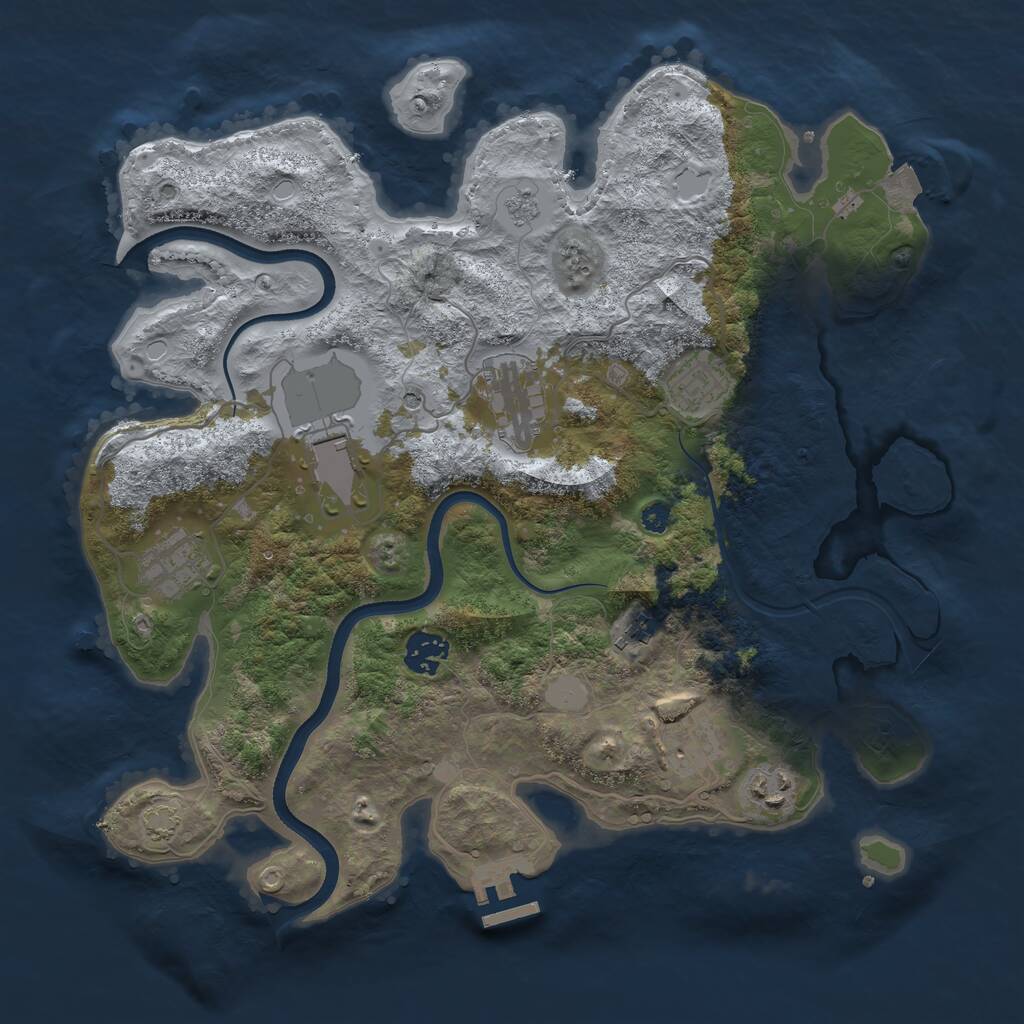 Rust Map: Procedural Map, Size: 3550, Seed: 93427990, 13 Monuments