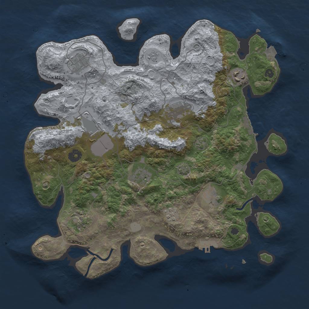 Rust Map: Procedural Map, Size: 3550, Seed: 93427990, 16 Monuments