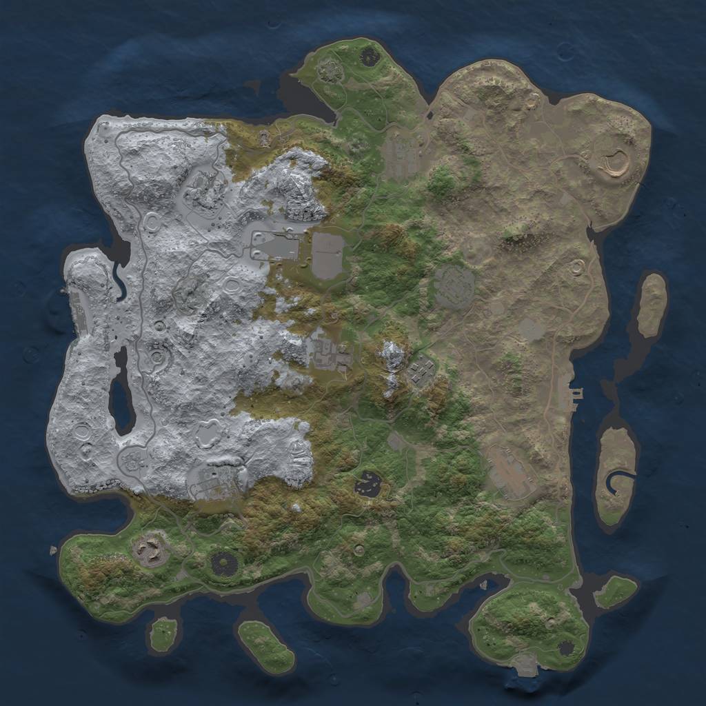 Rust Map: Procedural Map, Size: 4000, Seed: 1209013640, 19 Monuments