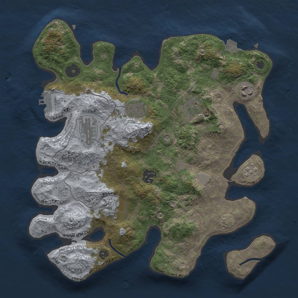 Rust Map: Procedural Map, Size: 3250, Seed: 810274853, 14 Monuments