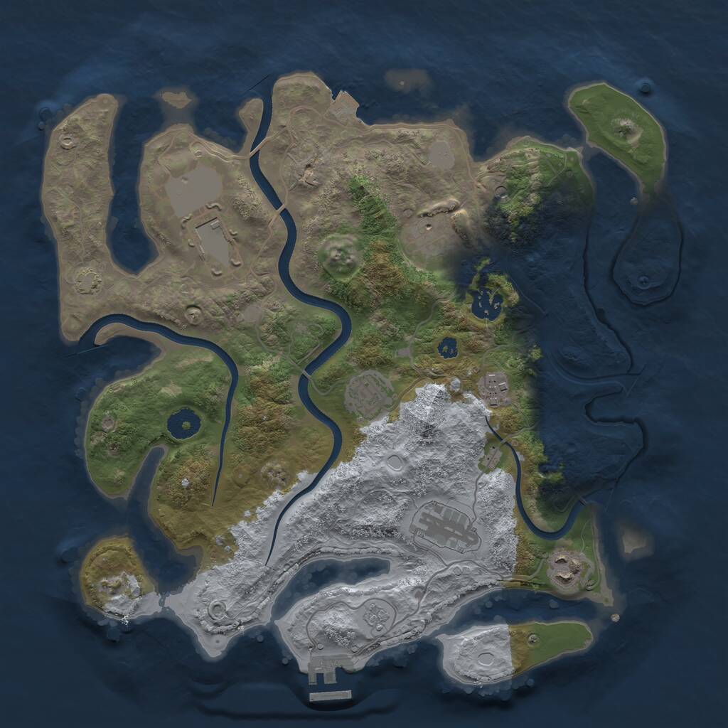 Rust Map: Procedural Map, Size: 3500, Seed: 975578513, 12 Monuments