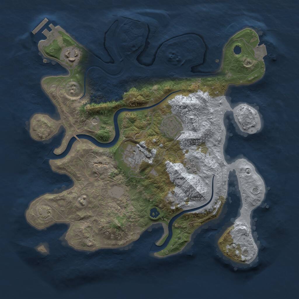 Rust Map: Procedural Map, Size: 3000, Seed: 1335788338, 8 Monuments