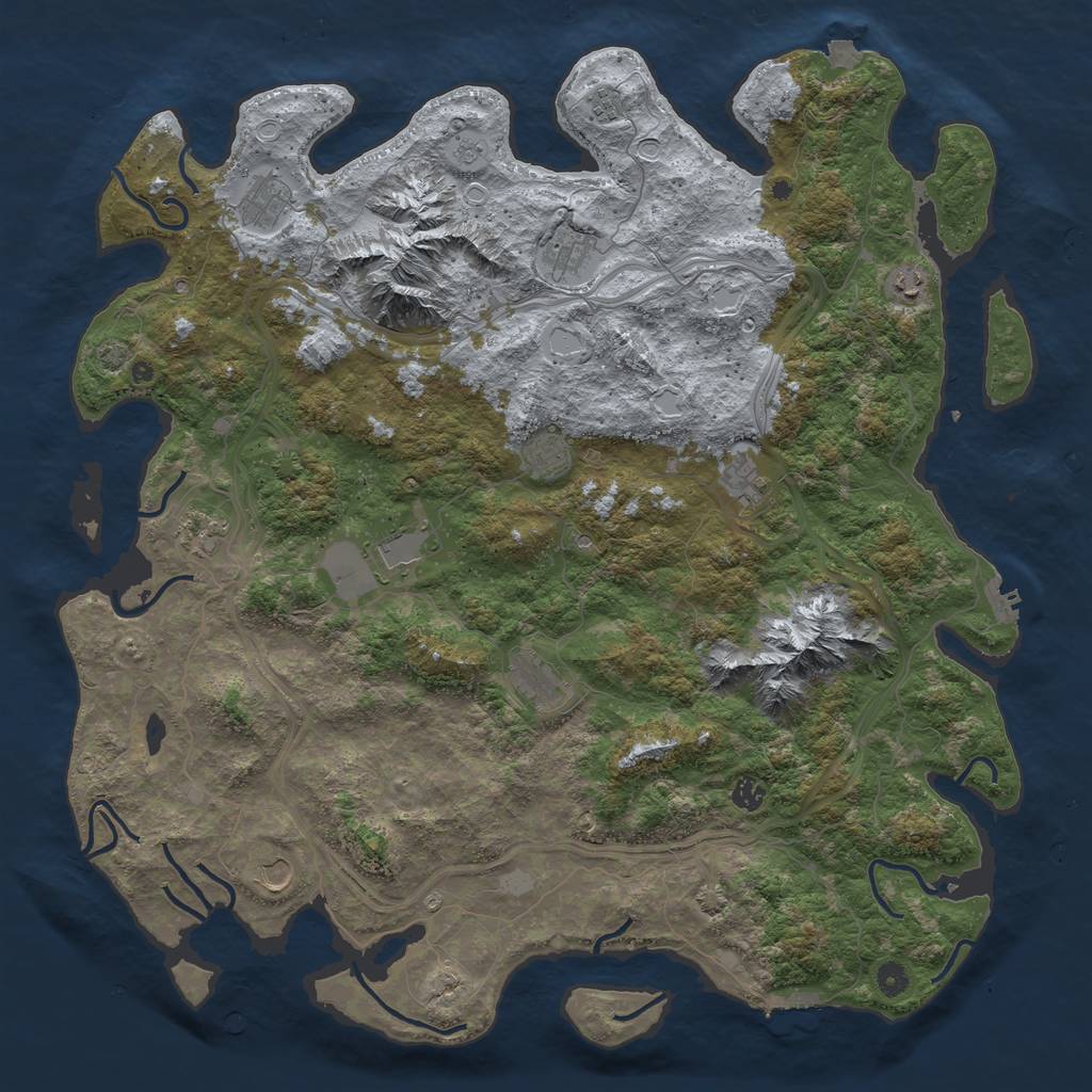 Rust Map: Procedural Map, Size: 5000, Seed: 6750, 19 Monuments