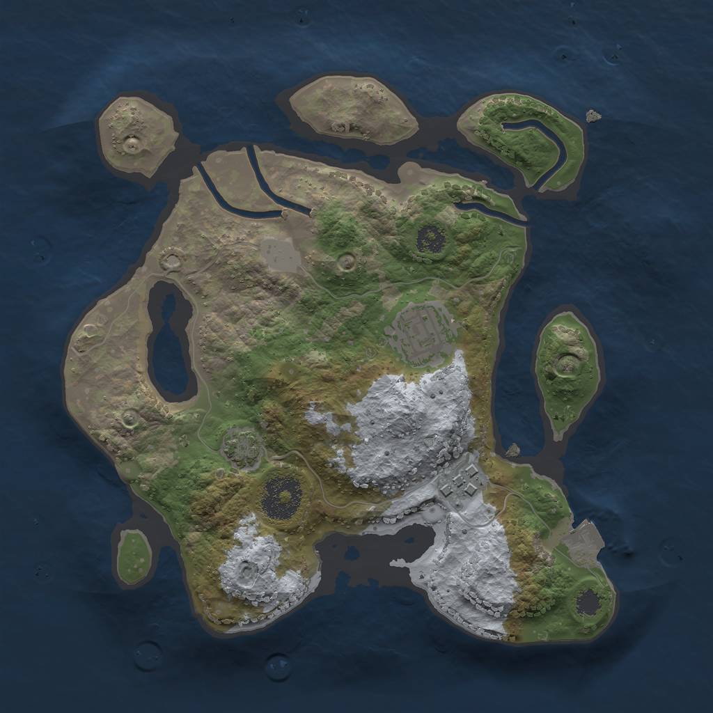 Rust Map: Procedural Map, Size: 2500, Seed: 155381, 6 Monuments