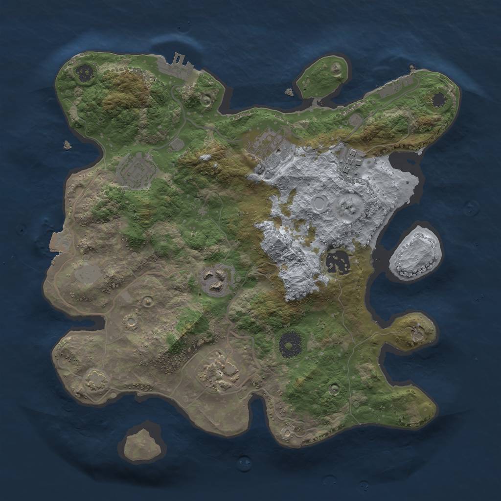 Rust Map: Procedural Map, Size: 3000, Seed: 14914, 12 Monuments