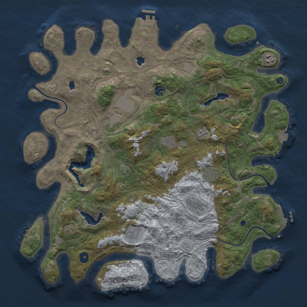 Rust Map: Procedural Map, Size: 4500, Seed: 605765783, 14 Monuments