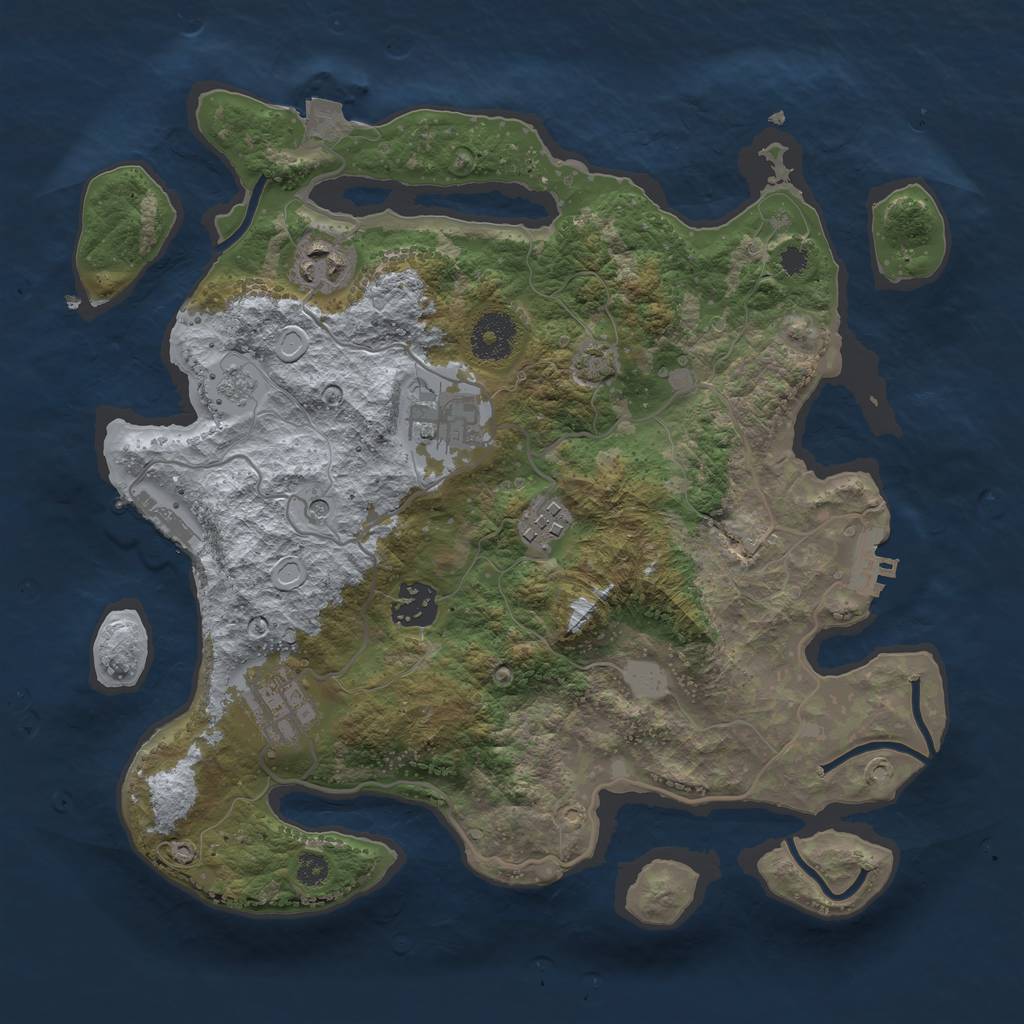 Rust Map: Procedural Map, Size: 3250, Seed: 172559818, 13 Monuments