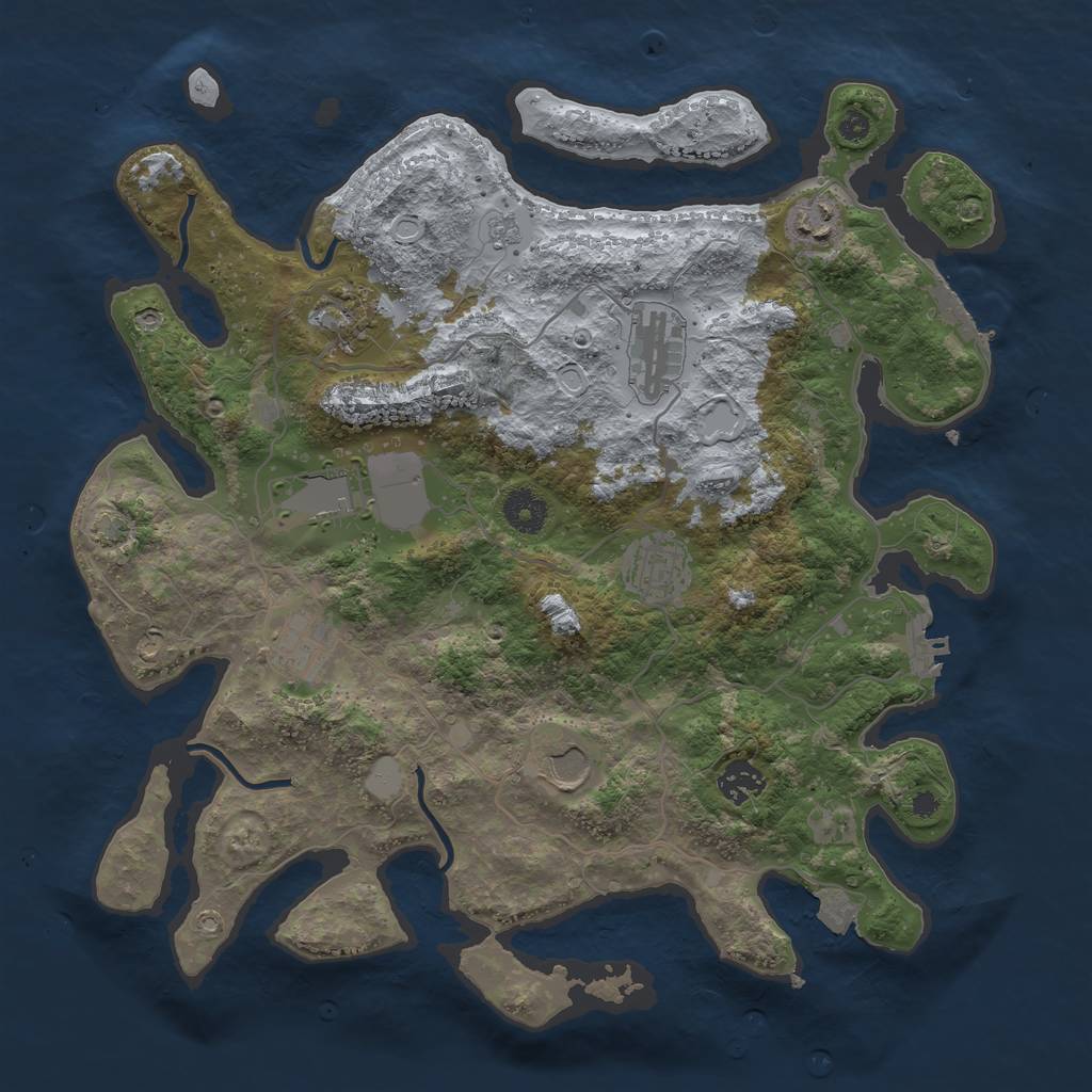 Rust Map: Procedural Map, Size: 3700, Seed: 2073776800, 15 Monuments