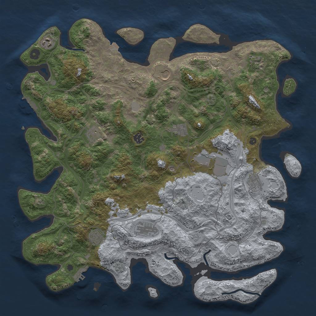 Rust Map: Procedural Map, Size: 4500, Seed: 94654, 19 Monuments