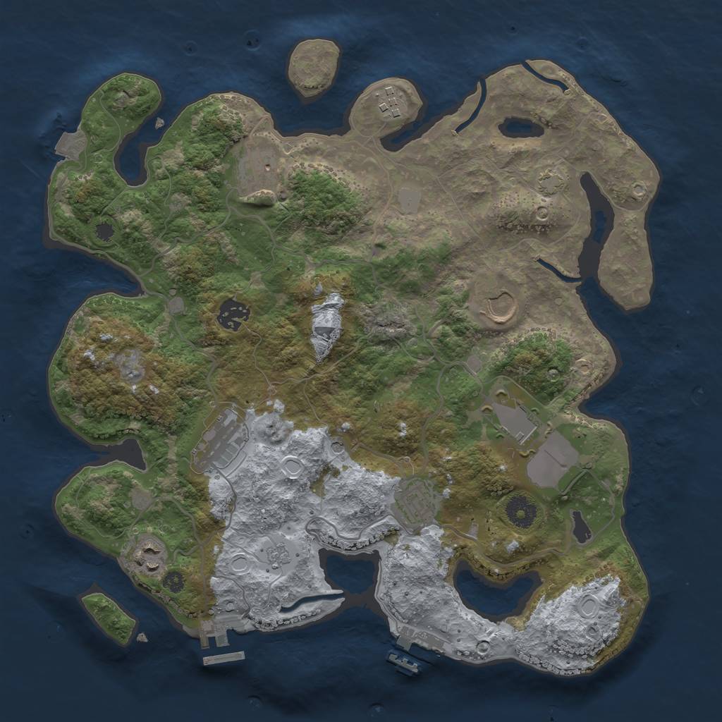 Rust Map: Procedural Map, Size: 3500, Seed: 70619459, 16 Monuments