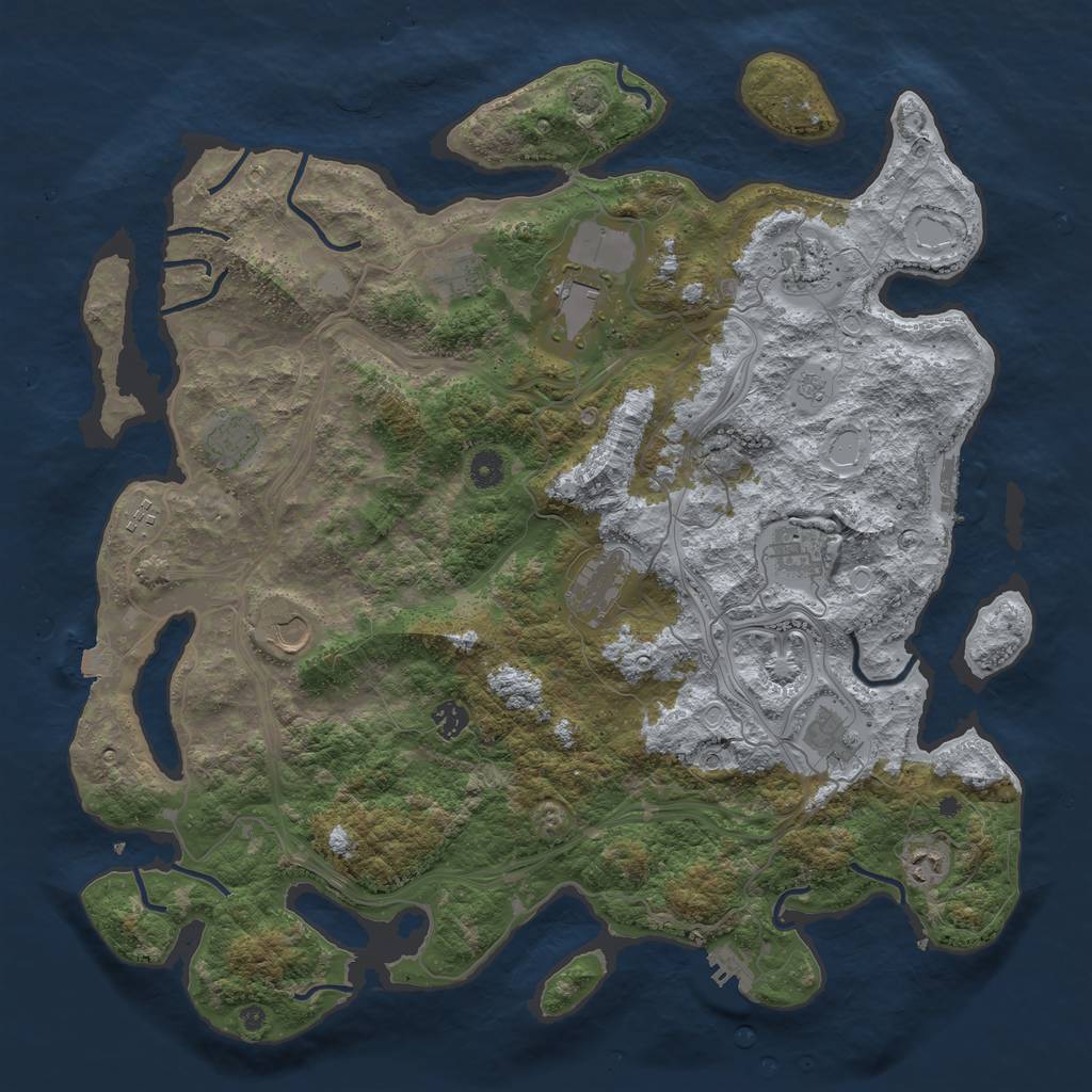Rust Map: Procedural Map, Size: 4500, Seed: 39741263, 19 Monuments