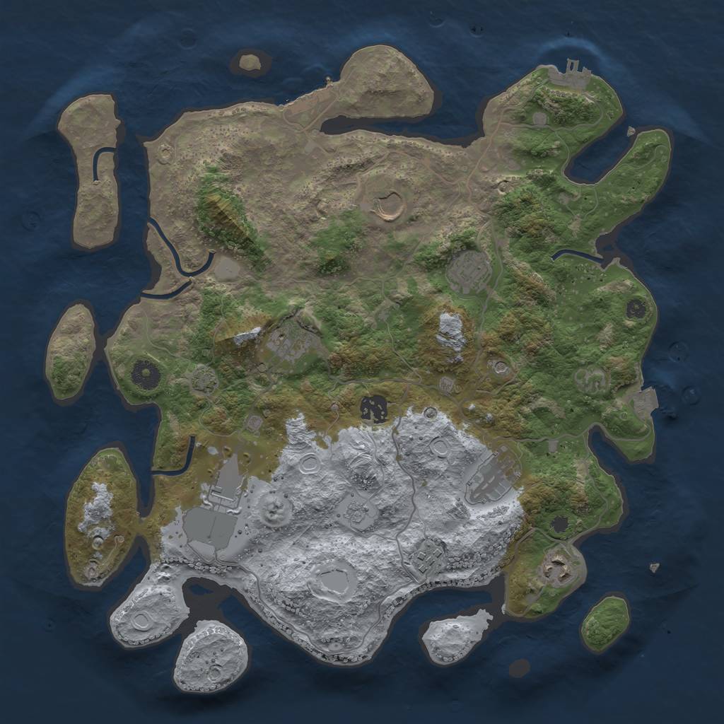 Rust Map: Procedural Map, Size: 3750, Seed: 26447, 16 Monuments
