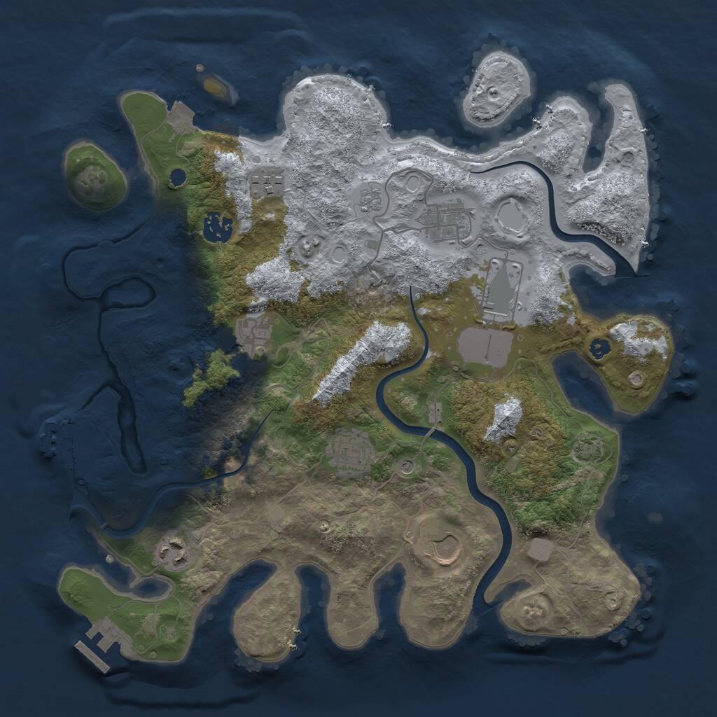 Rust Map: Procedural Map, Size: 3500, Seed: 987654444, 14 Monuments
