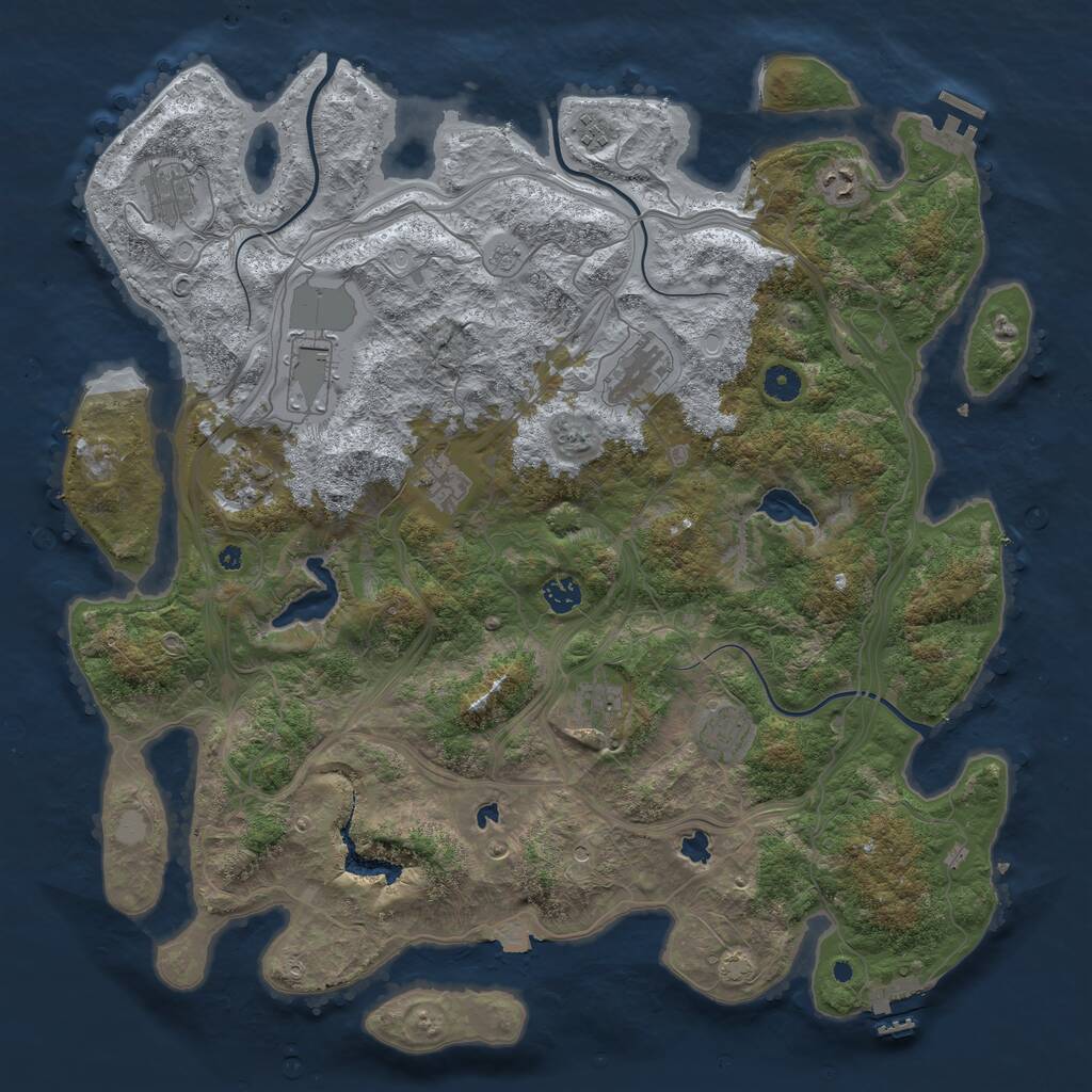 Rust Map: Procedural Map, Size: 4500, Seed: 4446, 16 Monuments