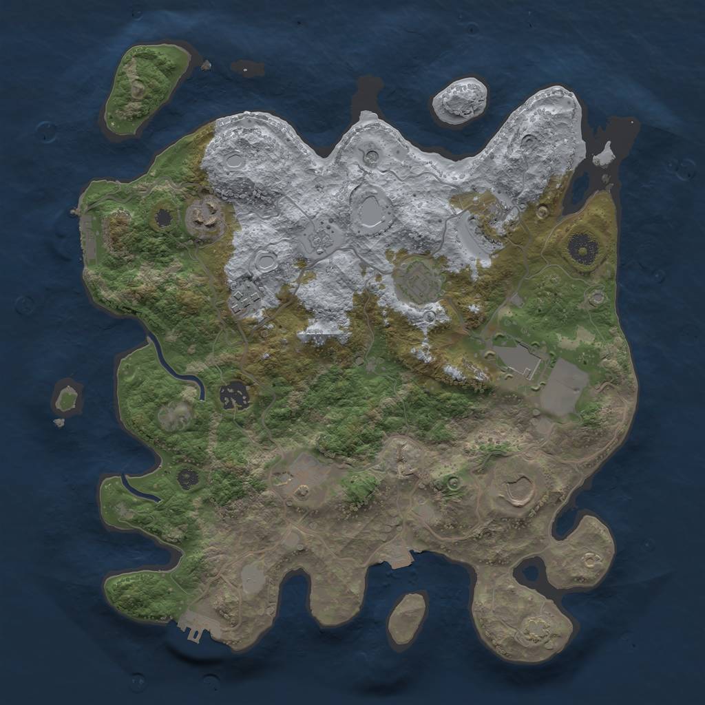 Rust Map: Procedural Map, Size: 3500, Seed: 729766269, 16 Monuments