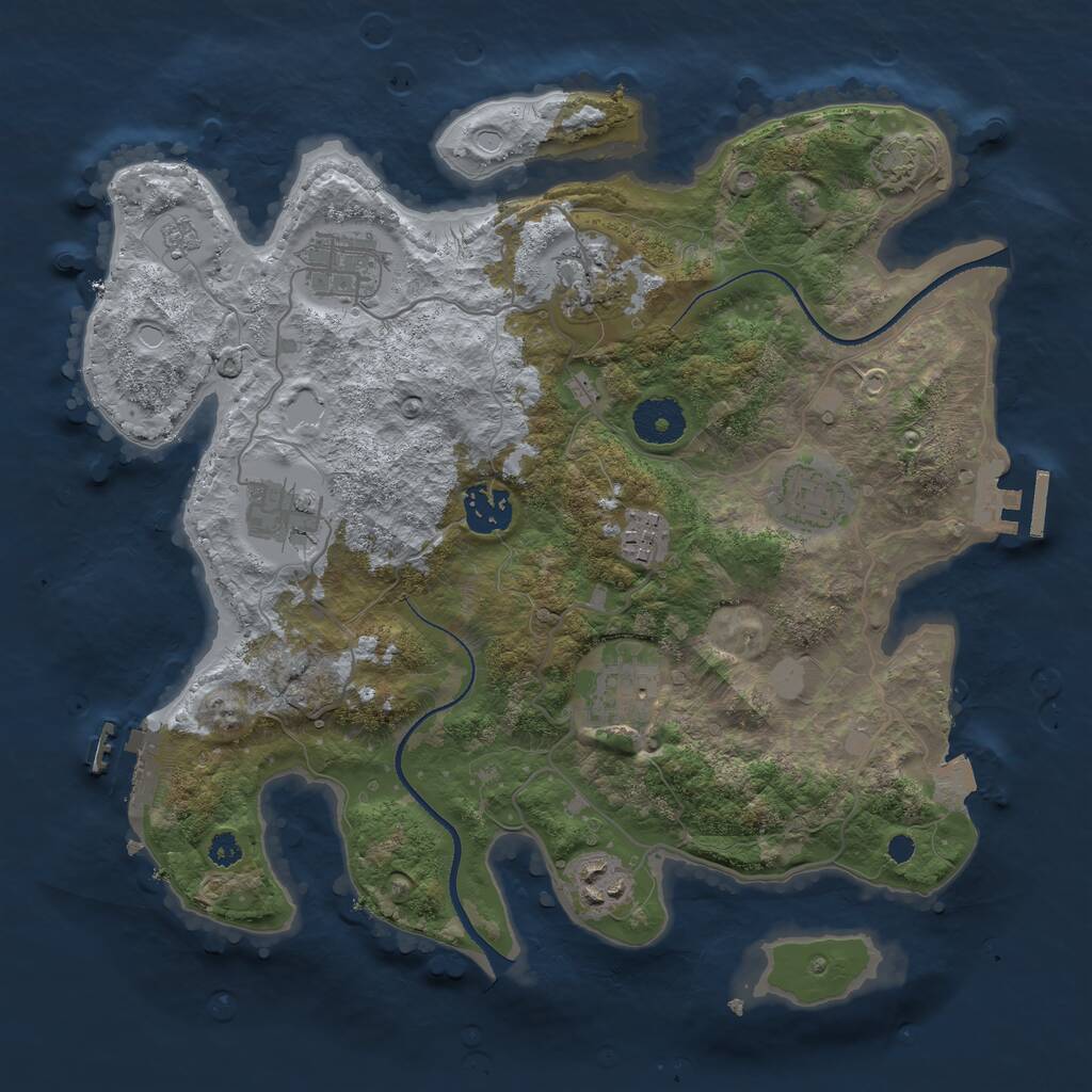 Rust Map: Procedural Map, Size: 3300, Seed: 766196451, 13 Monuments
