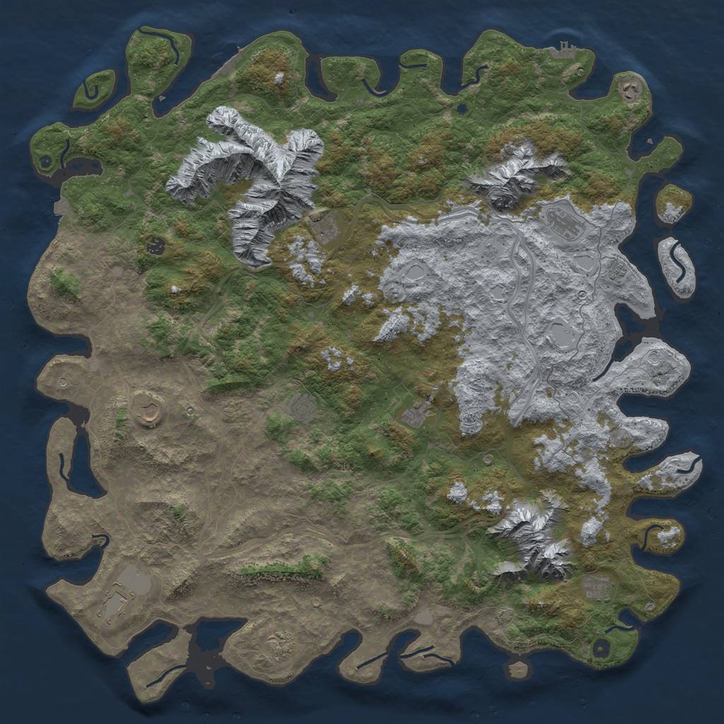 Rust Map: Procedural Map, Size: 6000, Seed: 165727891, 19 Monuments