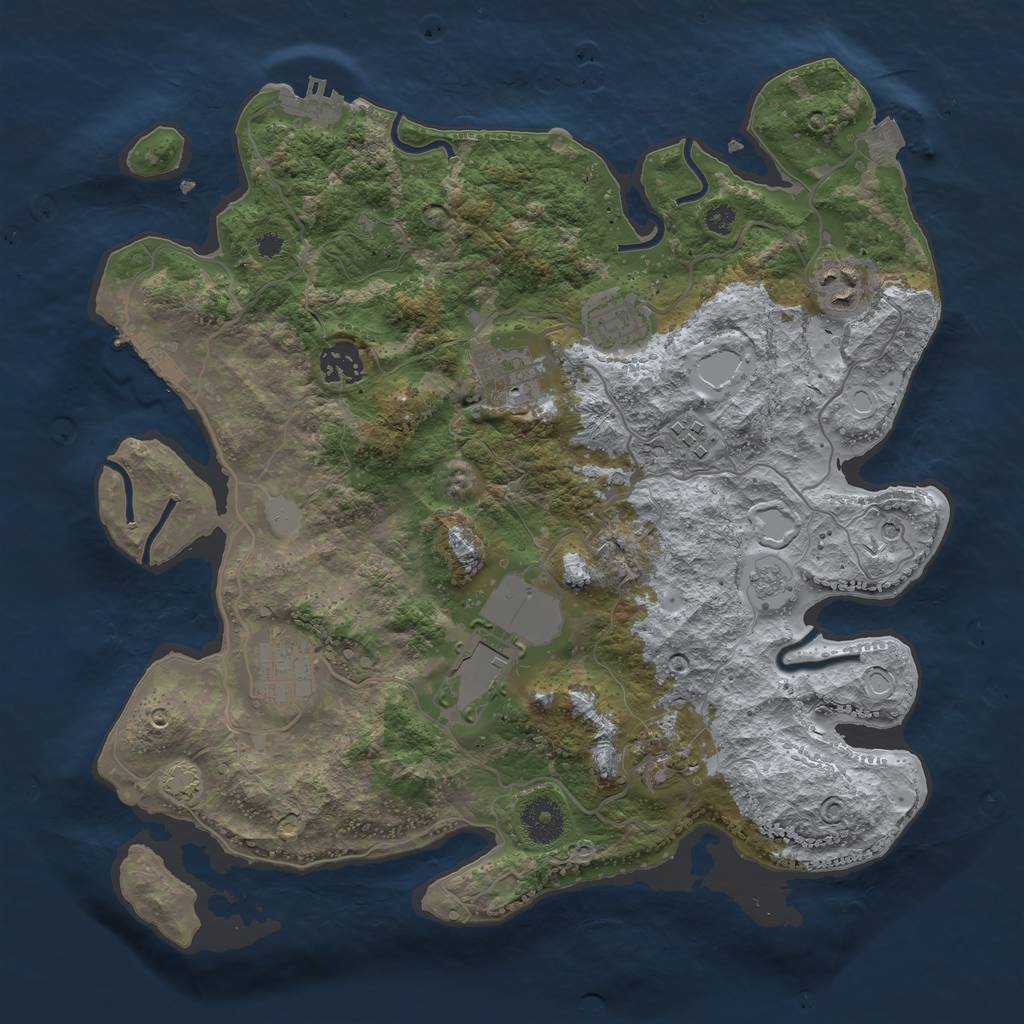 Rust Map: Procedural Map, Size: 3500, Seed: 53457579, 16 Monuments