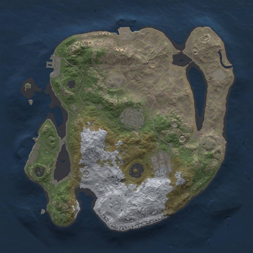 Rust Map: Procedural Map, Size: 2500, Seed: 608712438, 10 Monuments