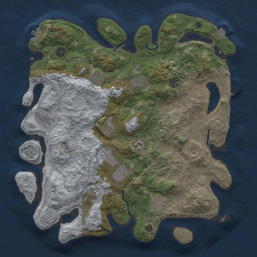 Rust Map: Procedural Map, Size: 4000, Seed: 13203, 19 Monuments