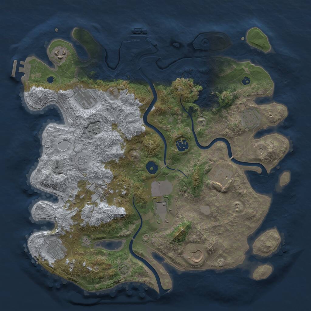Rust Map: Procedural Map, Size: 3800, Seed: 106510129, 16 Monuments