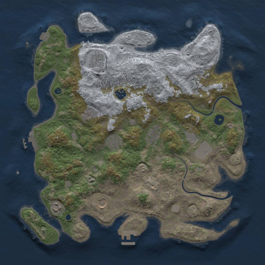 Rust Map: Procedural Map, Size: 3950, Seed: 70570179, 16 Monuments
