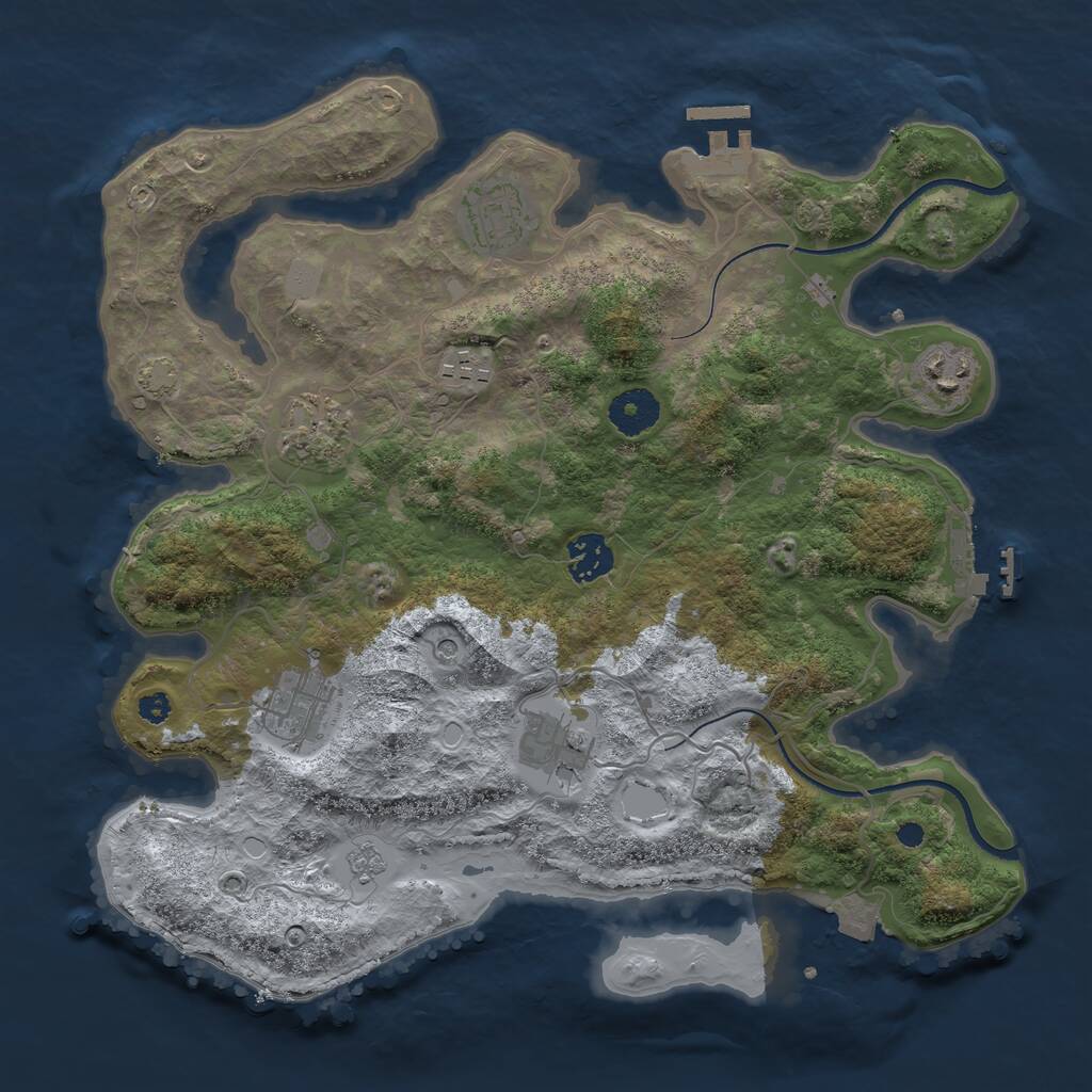 Rust Map: Procedural Map, Size: 3450, Seed: 37009131, 13 Monuments