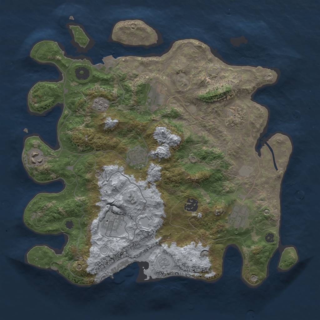 Rust Map: Procedural Map, Size: 3450, Seed: 34281915, 15 Monuments