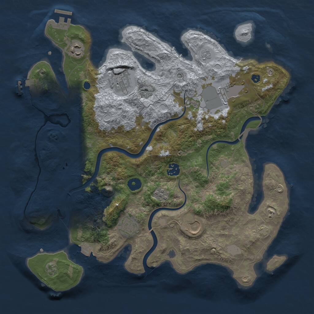 Rust Map: Procedural Map, Size: 3600, Seed: 84649369, 13 Monuments