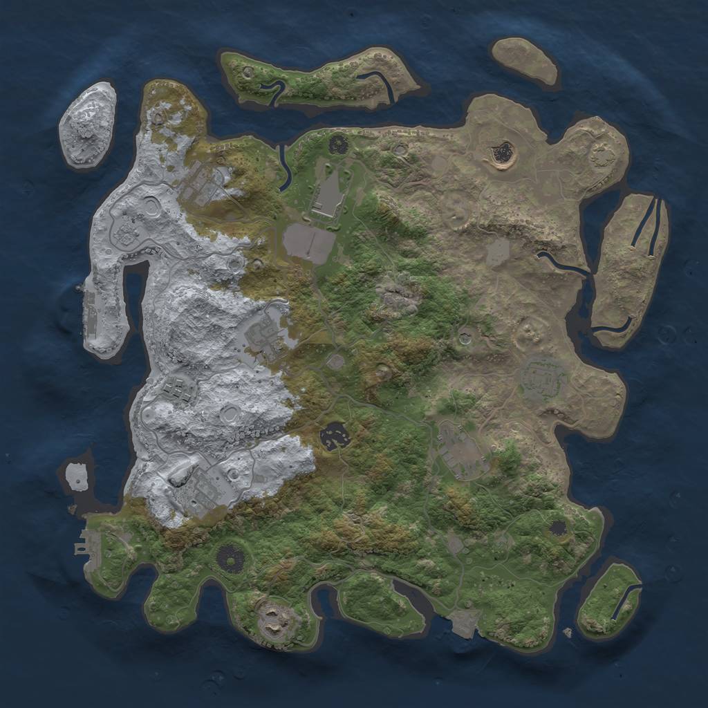 Rust Map: Procedural Map, Size: 3700, Seed: 58833271, 18 Monuments