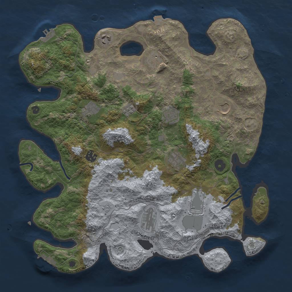 Rust Map: Procedural Map, Size: 3900, Seed: 49238047, 18 Monuments