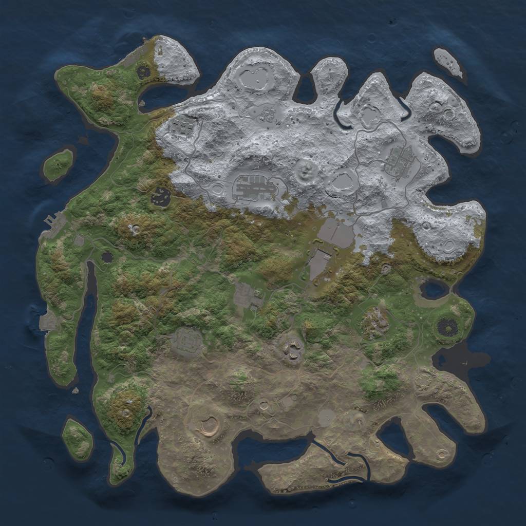 Rust Map: Procedural Map, Size: 3950, Seed: 17965380, 18 Monuments