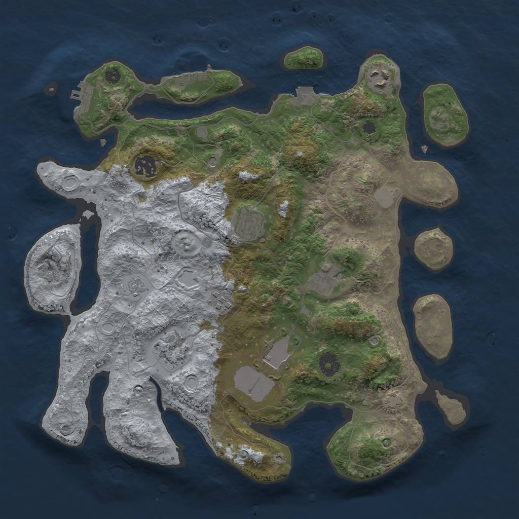 Rust Map: Procedural Map, Size: 3500, Seed: 2008423403, 15 Monuments