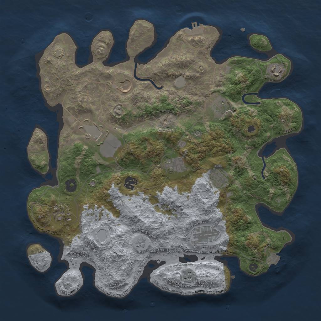 Rust Map: Procedural Map, Size: 3750, Seed: 21682967, 17 Monuments