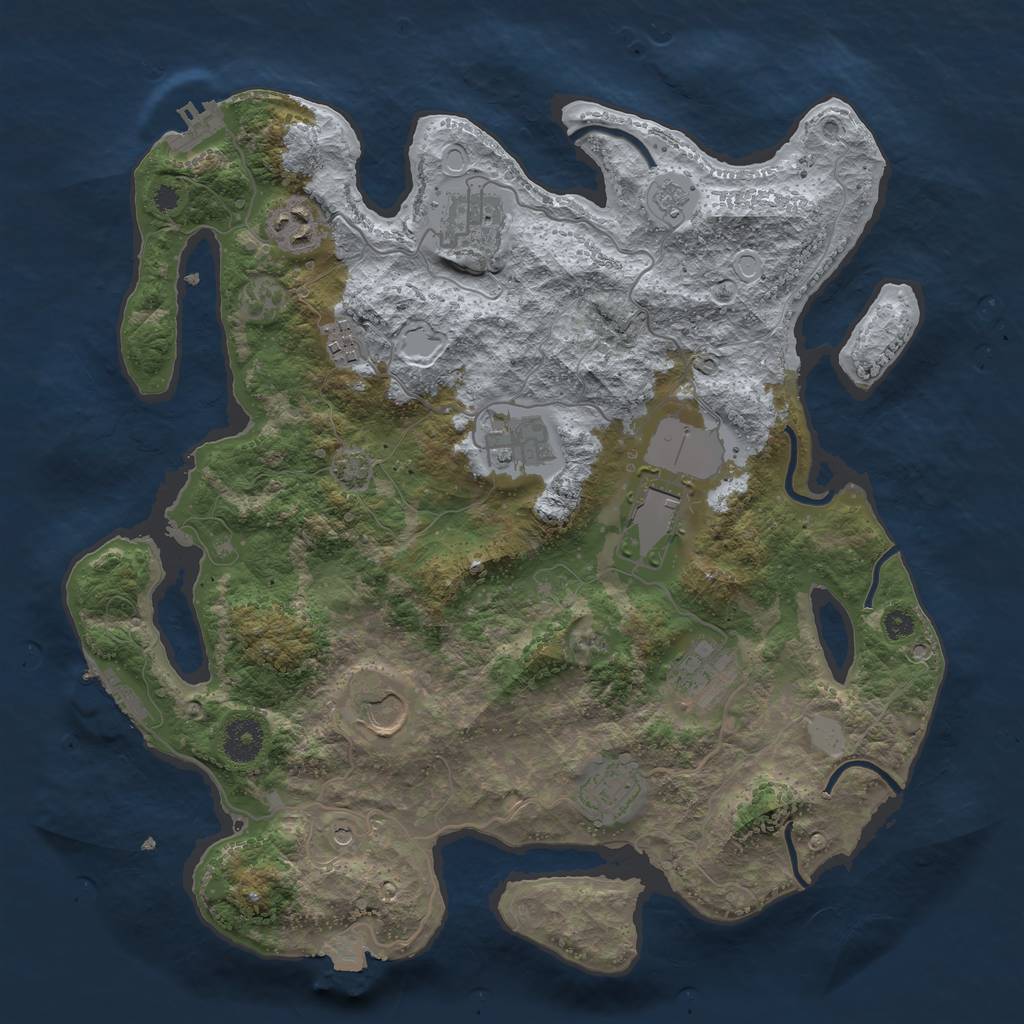Rust Map: Procedural Map, Size: 3600, Seed: 94545855, 16 Monuments