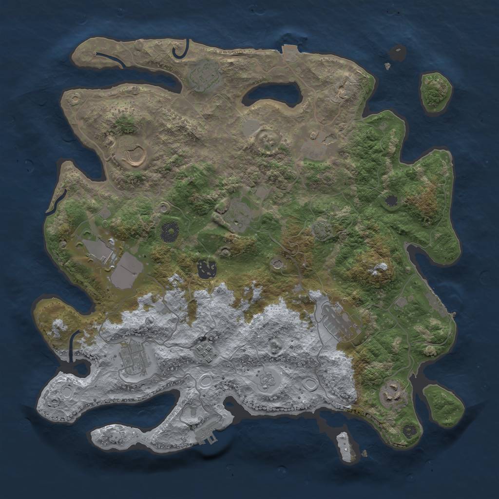 Rust Map: Procedural Map, Size: 3700, Seed: 9818268, 18 Monuments