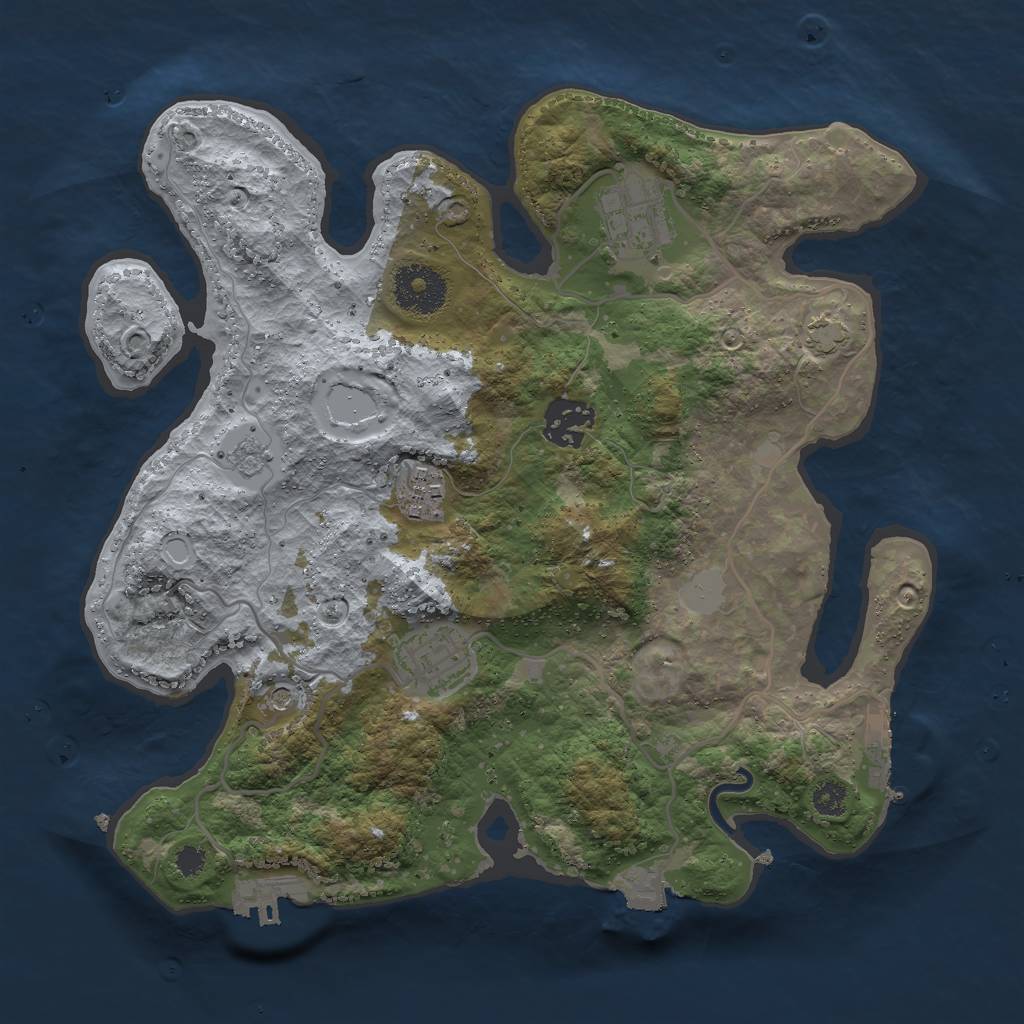 Rust Map: Procedural Map, Size: 3000, Seed: 133801181, 12 Monuments