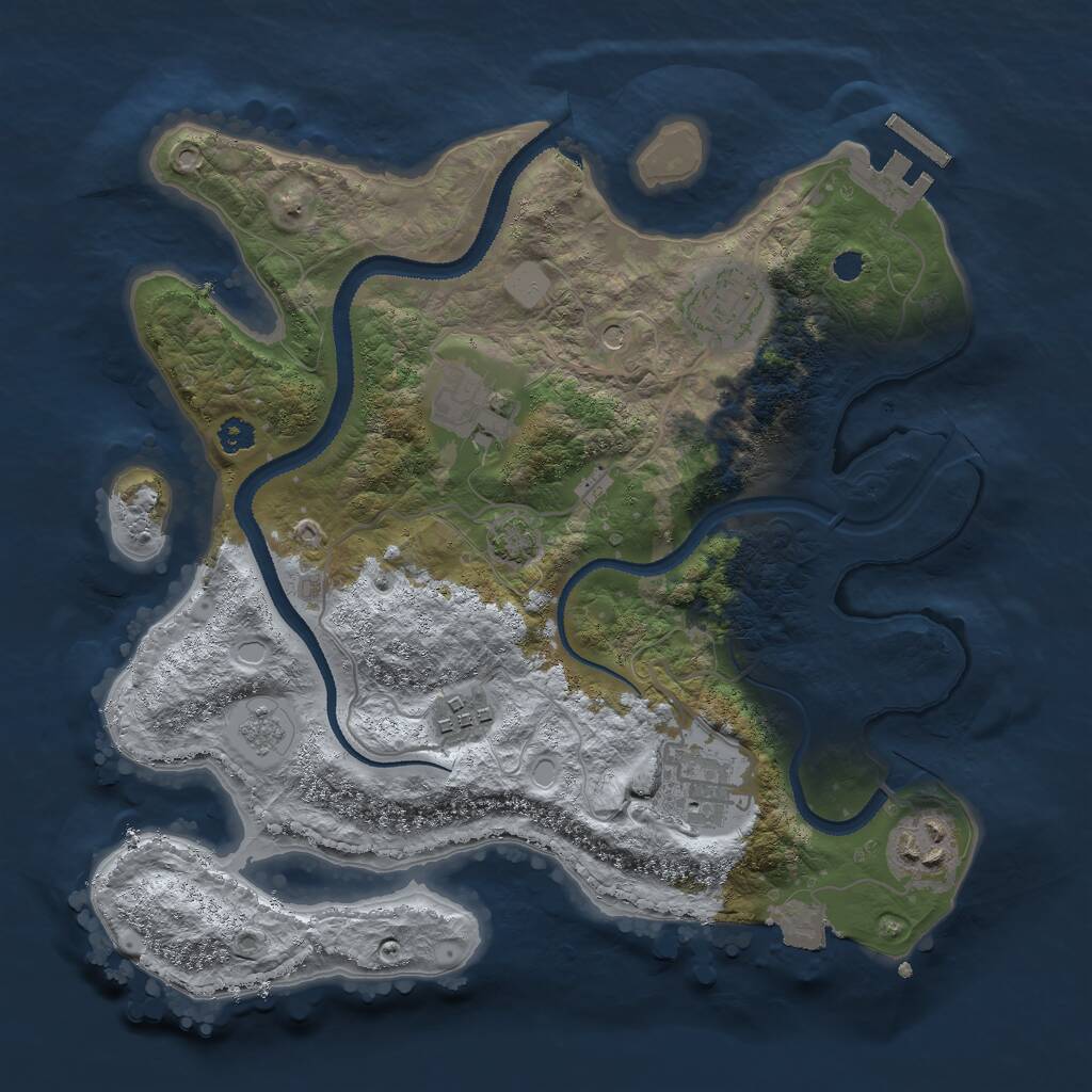 Rust Map: Procedural Map, Size: 3000, Seed: 1056403379, 10 Monuments